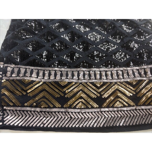 Express Womens Small Black Stretch Knit Aztec Sequin Embellished Mini Skirt BL - Picture 2 of 7